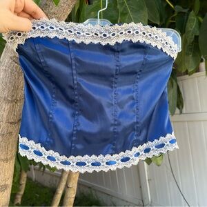 Sky to Moon Blue Corset with a Lace Trim.